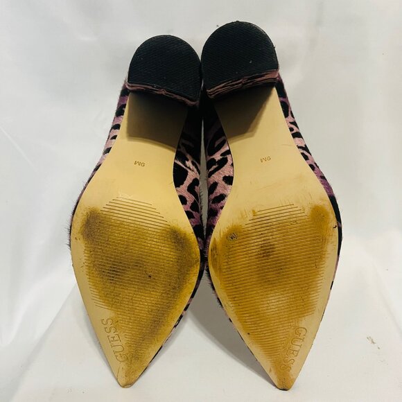 Guess Abagail Y2 Dark Purple/Black Real Calf Fur Animal Print Hide-Leather-Sz. 9 - Picture 14 of 16